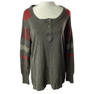 Vtg WOOLRICH Women Pullover Sweater Sz L Gray Crew Neck Long Sleeves 48-11